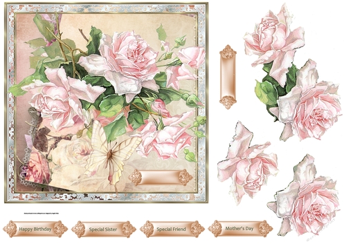 Vintage rose and butterfly