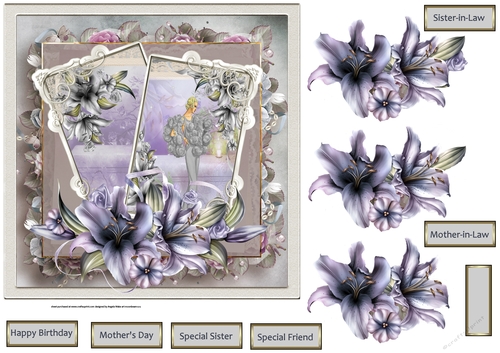 Art deco lady and flowers