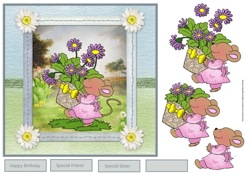 Mouse greetings with flowers
