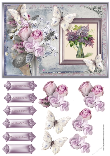 Pink rose and vase of flowers