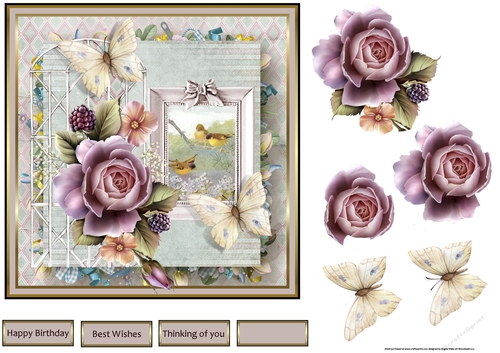 Birds and flowers in summer