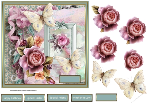 Wild rose and butterfly