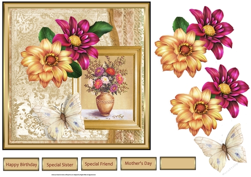 Vase of dahlias