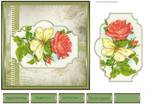 Vintage rose and butterfly