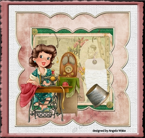 Vintage lady seamstress
