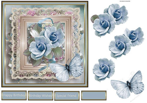 Blue rose and lace