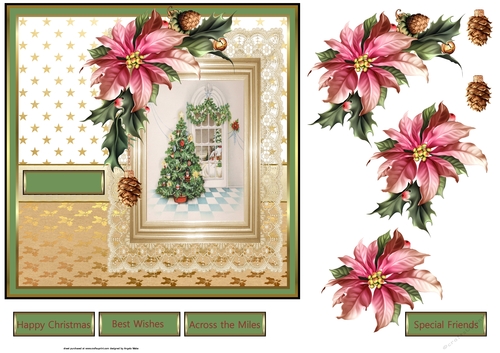 Christmas tree and poinsettia
