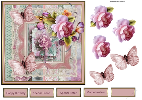 English rose and butterfly