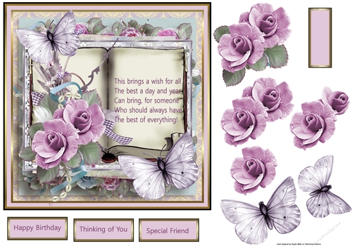 Violet rose and butterfly