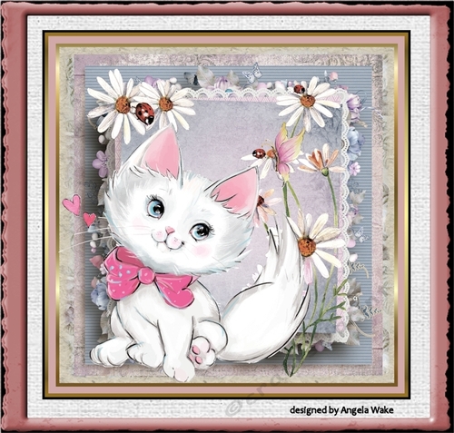 Cute kitten and ladybirds