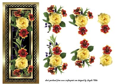 Rose and Daisy Black and Gold
