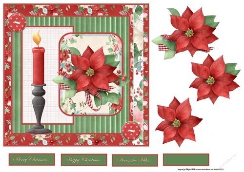Poinsettia and Christmas candle
