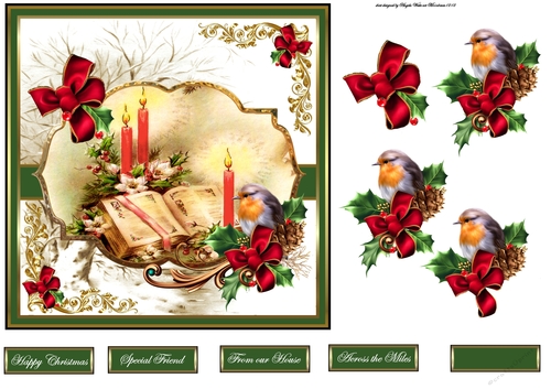 Robin and Christmas candles