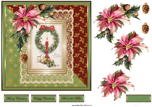 Holly wreath and candle