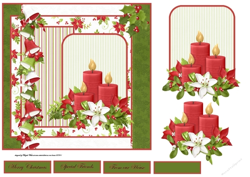 Bells , candles and ponsettias