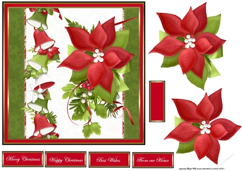 red poinsettia and bells