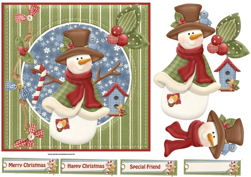 snowman and birdie house