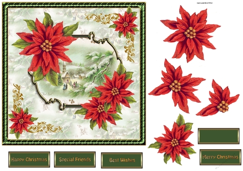 Vintage poinsettias and glitter
