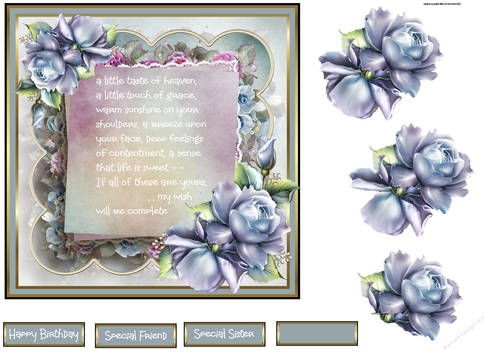 Blue rose with verse