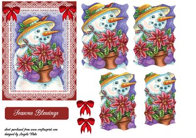 Snowman with His Christmas Plant