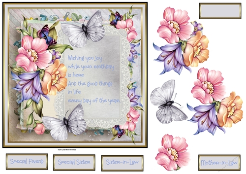 Mixed flowers and butterfly