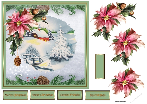 Winter scene with poinsettias
