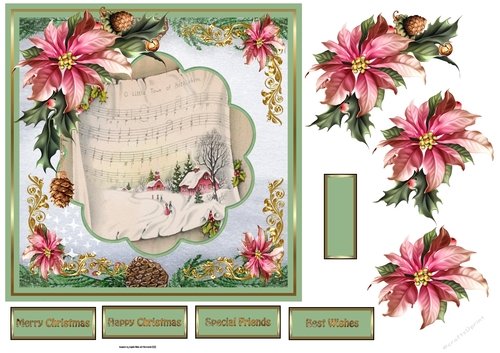 Little town of Bethlehem and poinsettia