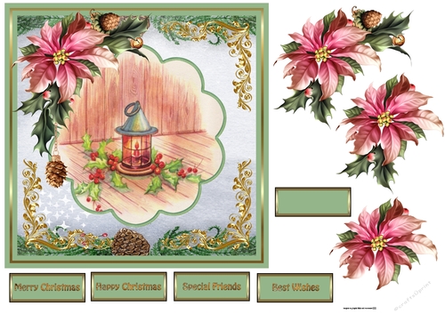 Christmas lamp and holly