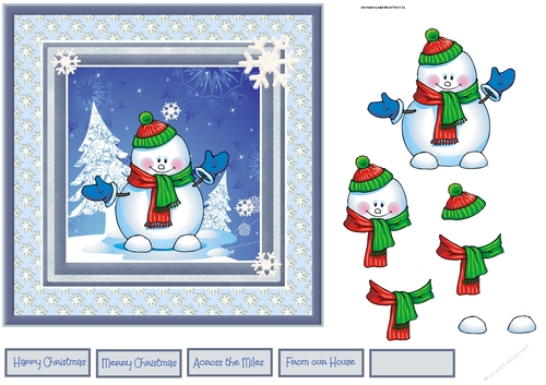 Snowman and  snowflakes