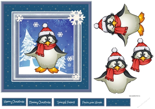 Penguin and snowflakes