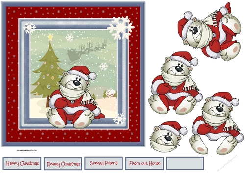Polar bear in a Santa suit
