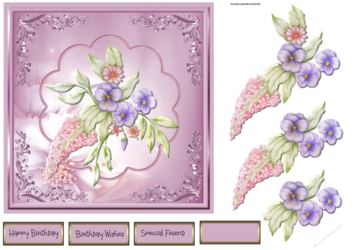 Pansy and hollyhocks