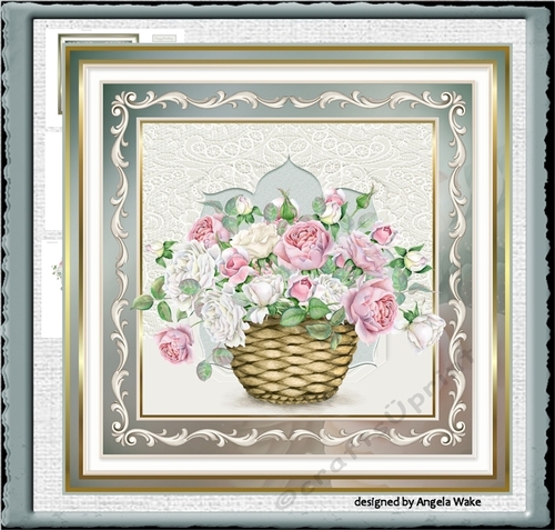 Basket of roses 7x7