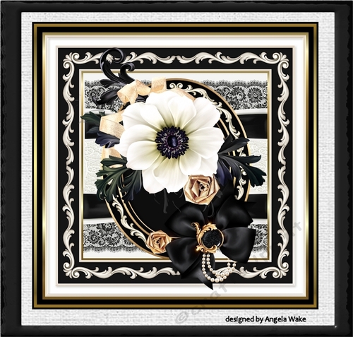 White anemone and black bow 7x7
