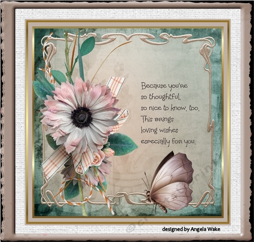 Pink daisy and butterfly