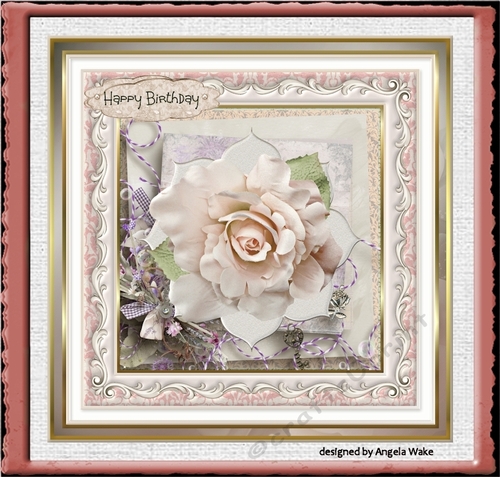 Pink vintage rose 7x7