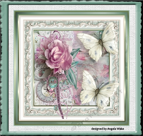 Flowers, lace and butterfly