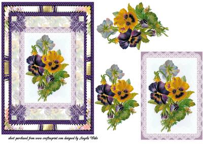 Mixed Pansys on Lace