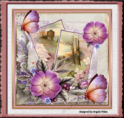 Country scene and flowers