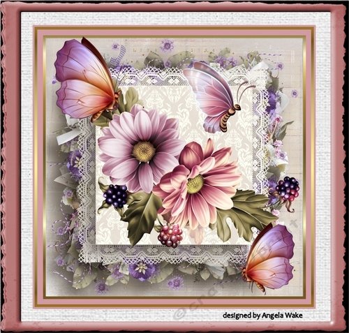 Dahlia flowers and butterfly