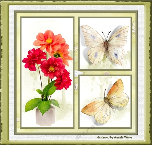 Red Dahlia and butterfly