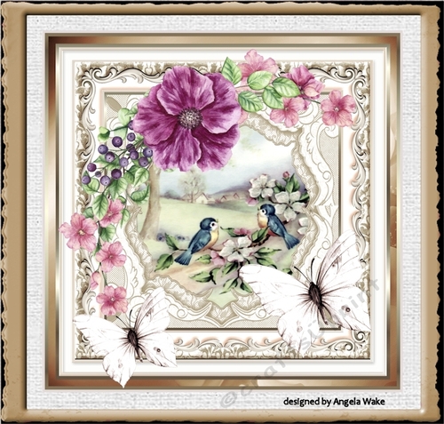 Birds and purple rose