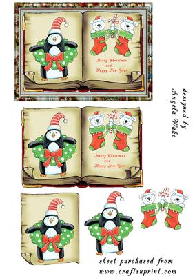 Christmas Book Penquin and Teddy Stockings