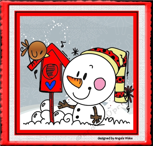 Snowman and bird friend