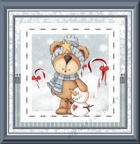 Teddy bear and snowman friend