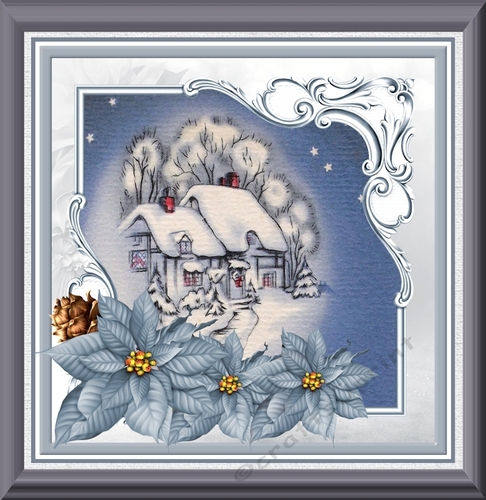 Blue poinsettia vintage Christmas