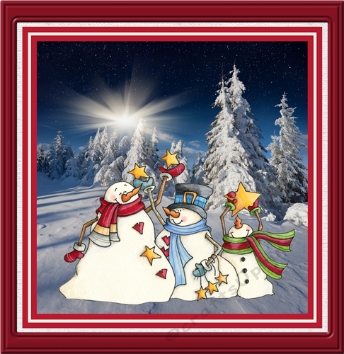 Snowmen hanging stars