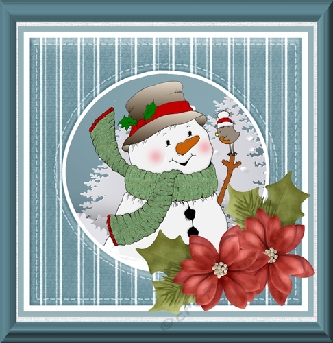Snowman and poinsettia