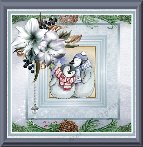 festive flowers and penguins