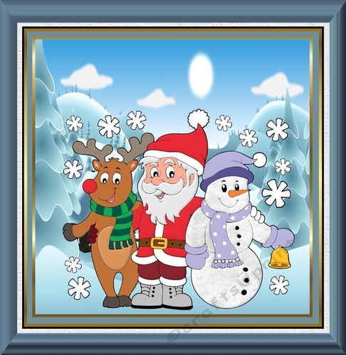 Rudolf, Santa and snowman friend